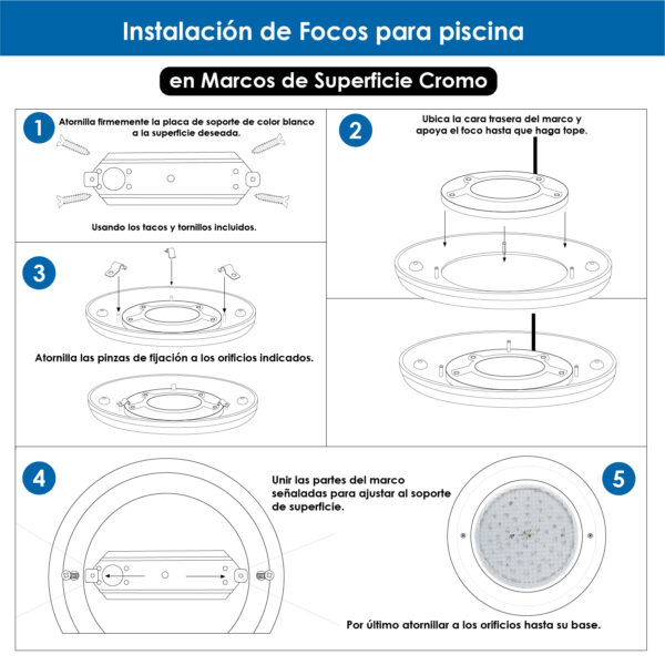 Moldura de superfície cromada para lâmpada PAR56 Next Series de Piscina - Image 5