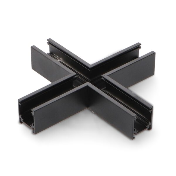 União horizontal X para calha magnética Serie 16mm  Preto