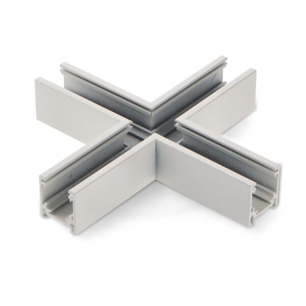 União horizontal X para calha magnética Serie 16mm  Branco