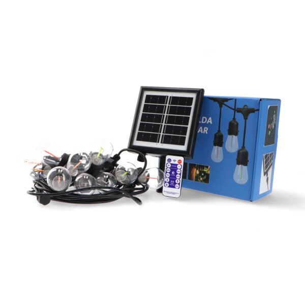 Grinalda/Varal Led Solar 3W de 10 lâmpada E27 Exterior IP65 - RGB - Image 3