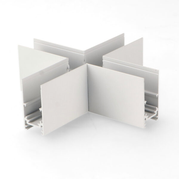 União horizontal X para calha magnética Serie 20mm - DSC  Branco
