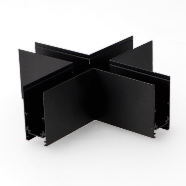 União horizontal X para calha magnética Serie 20mm - DSC  Preto