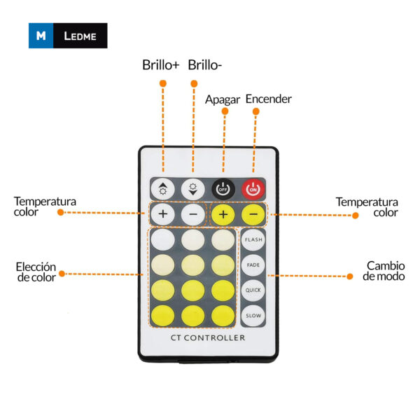 Controlador Mini Para fitas Led CCT Com Controlo Remoto Por Ir - Image 3