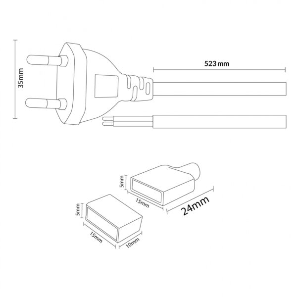 Cabo Adaptador Para fita Led 220Vac Ruzok - Image 2