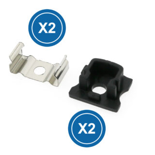 Pack de 2 topos e grampos para perfil LM3720