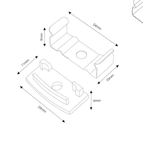 Pack de 2 topos e 2 grampos para perfil LM3730 - Image 2