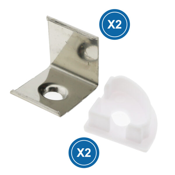 Pack de 2 topos e grampos para perfil LM3742