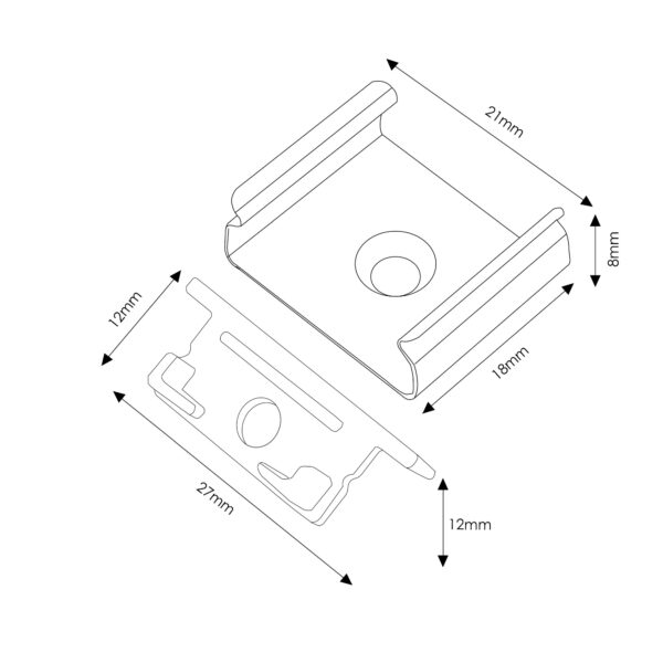 Pack de 2 topos e 2 grampos para perfil LM3755 - Image 2
