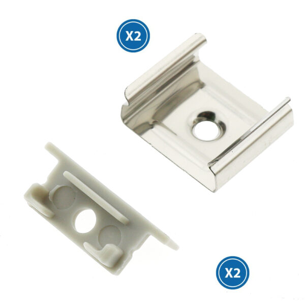 Pack de 2 topos e 2 grampos para perfil LM3755