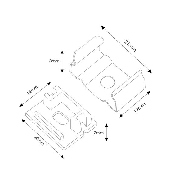 Pack de 2 topos e 2 grampos para perfil LM3757 - Image 2