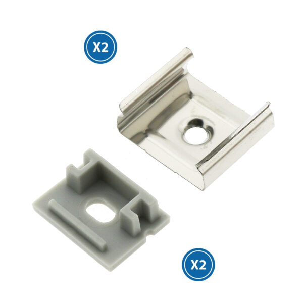 Pack de 2 topos e 2 grampos para perfil LM3757