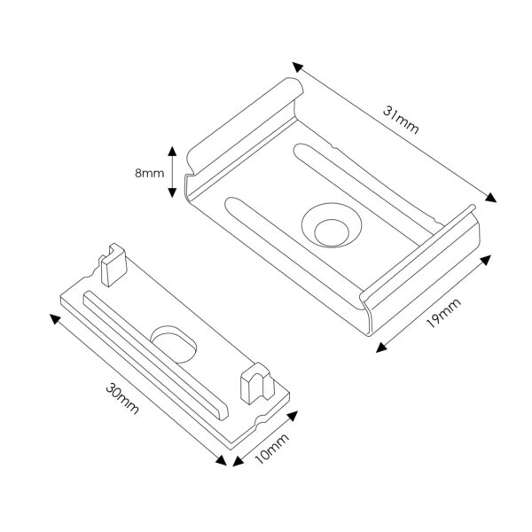 Pack de 2 topos e 2 grampos para perfil LM3775 - Image 2