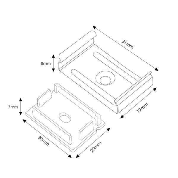 Pack de 2 topos e 2 grampos para perfil LM3778 - Image 2