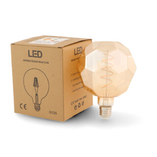 Lampada LED Filamento Espiral E27 G125 Ball 4W Ámbar