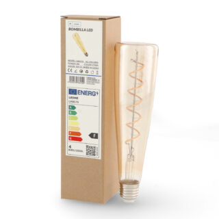 Lampada LED Filamento Espiral E27 Garrafa 62 mm 4W Ámbar