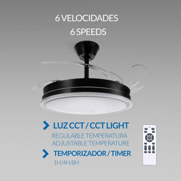 Ventoinha de Teto LED Black Olga - Image 4