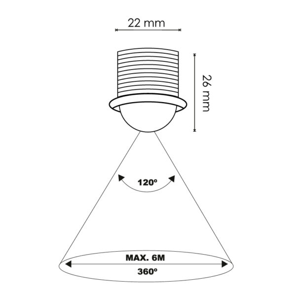 Mini sensor de movimento PIR 360º Embutir - Image 2