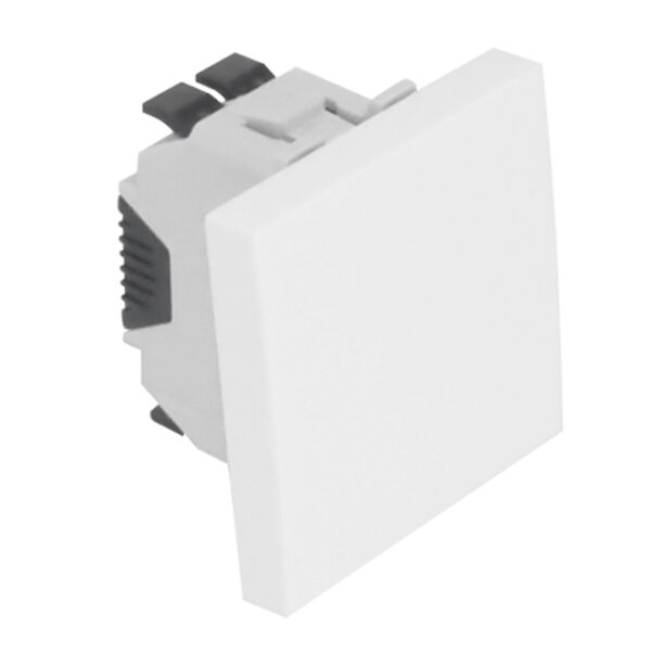 Comutador de escada QUADRA45 (2 módulos) 1 tecla (2 pontos de comando) 10AX 250Vac branco mate