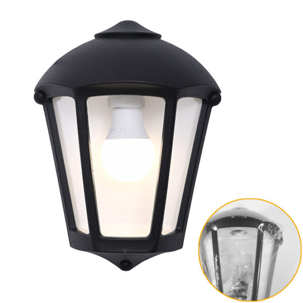 Aplique FABIO 1xE27 IP55 C.21xL.11,5xAlt.29cm resina preta