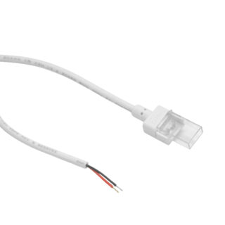 Conector com cabo para Fita LED SMD/COB 1cor 8mm (2pinos) 230V/24V IP68 branco