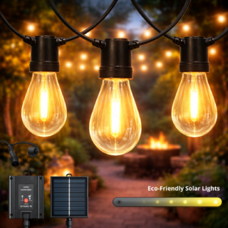 Grinalda LED Solar de 10 lâmpadas 6,5M Exterior IP54 cabo elétrico 2700K