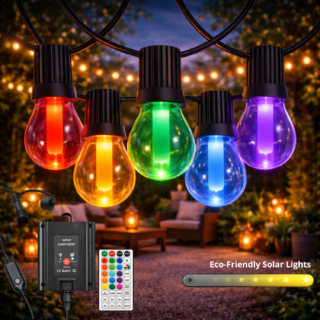 Grinalda LED Solar de 10 lâmpada 8M Exterior IP54  RGB+W