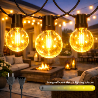 Grinalda de 25 lâmpadas 7,5M Exterior IP56 cabo elétrico 2700K