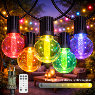 Grinalda de 15 lâmpadas 7,5M Exterior IP44 cabo elétrico RGBW