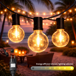 Grinalda de 15 lâmpadas 7,5M Exterior IP44 cabo elétrico 2700K