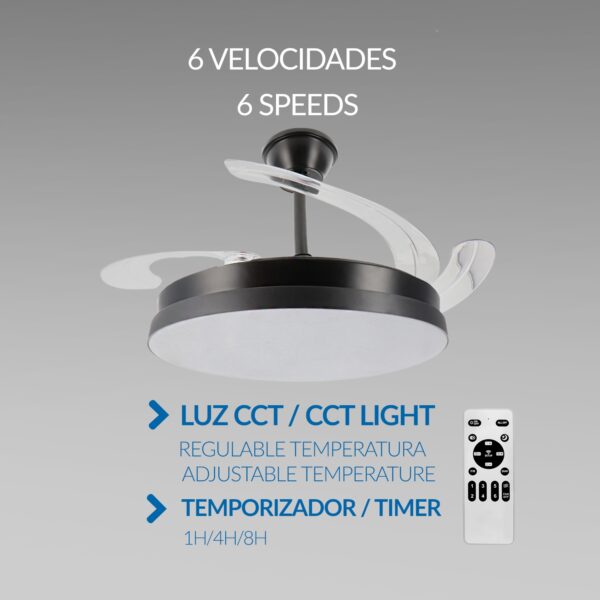 Ventoinha de Teto LED Black Hoom Ø107 cm CCT - Image 2