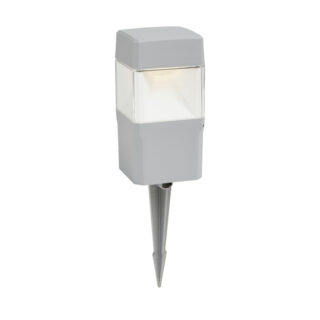 Foco com espigão ELISA 1xGX53 10W botão CCT (3cores) IP55 C.12,6xL.12,6xAlt.42,5cm resina cinza