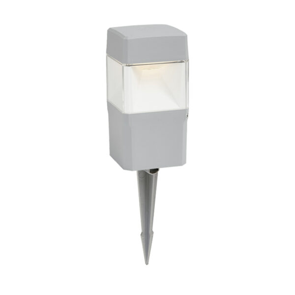 Foco com espigão ELISA 1xGX53 10W botão CCT (3cores) IP55 C.12,6xL.12,6xAlt.42,5cm resina cinza