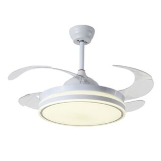 Ventoinha de tecto ASGARD II branca, 4 palas retráteis, 72W LED 3000|4000|6000K Alt.35/45xD.108/50cm