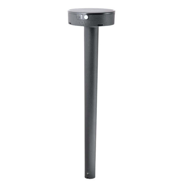 Foco com espigão FIORINA 2W LED 4000K c/sensor movimento e painel solar IP55 Alt.78xD.16cm preto