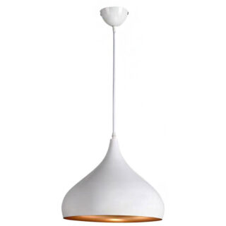 Suspensão BONN 1xE27 Alt.Reg.xD.30cm Branco/Dourado