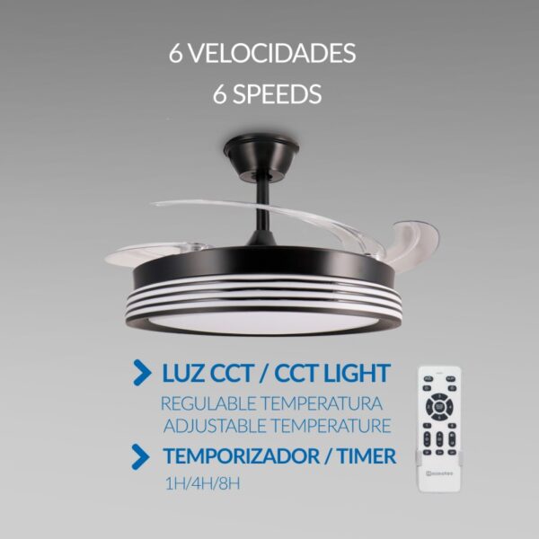 Ventoinha de Teto LED Black Aline ø106 Cm CCT - Image 4