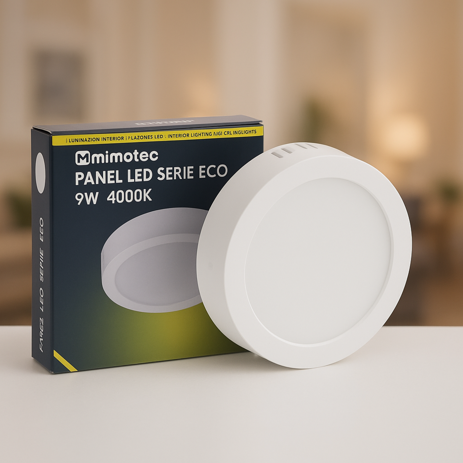 Painel LED Saliente Serie Eco Redondo 9W 3000K