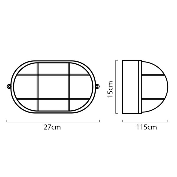 Aplique CAIA grande IP44 1xE27 C.27xL.11,5xAlt.15cm policarbonato (PC) + vidro branco/branco - Image 3