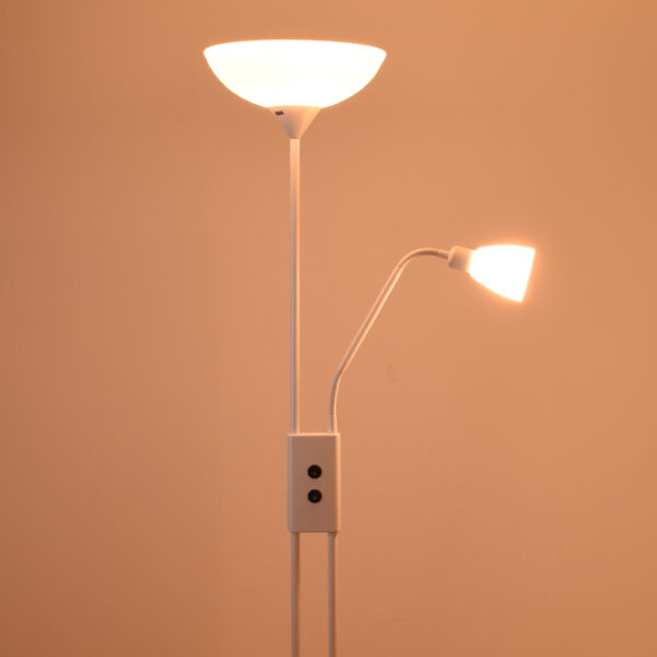 Candeeiro de pé MILANO com braço de leitura 1xE27+1xE14 Alt.178xD.30cm branco - Image 2