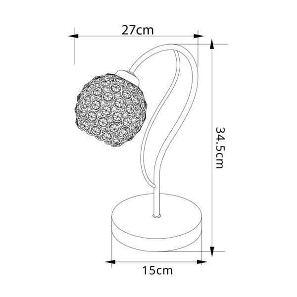 Candeeiro de mesa BALBINA 1xE14 C.15xL.27xAlt.35cm cromado - Image 3