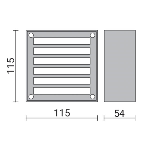 Plafond QUADRA quadrado com grelha IP65 1xG9 C.11,5xL.5,4xAlt.11,5cm antracite - Image 2