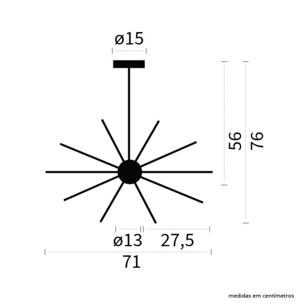 Candeeiro de tecto DOLORES 12xE27 Alt.76xD.71cm preto - Image 2