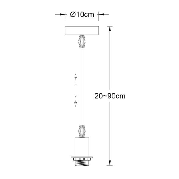 Armação para suspensão MALDIVAS 1E27 Alt.Reg.xD.10cm níquel - Image 2