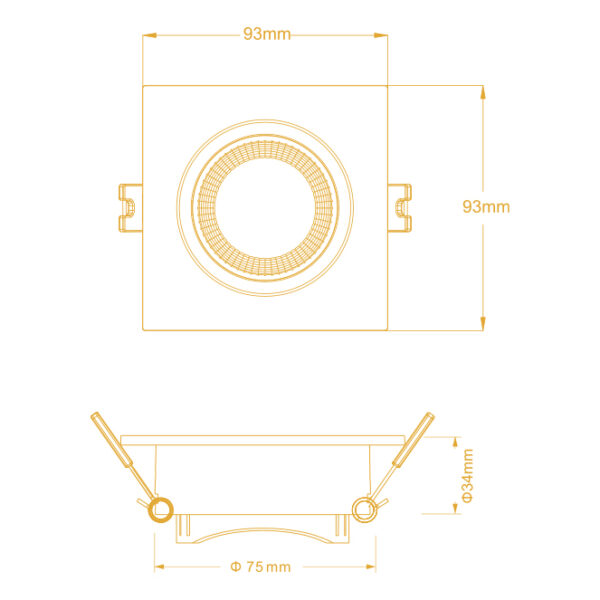 Aro de encastrar ONIRO quadrado C.9,3xL.9,3xAlt.3,4cm policarbonato (PC) branco - Image 3