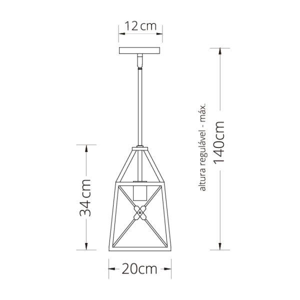 Suspensão PAVEL 1xE27 C.20xL.20xAlt.Reg.cm preto/dourado - Image 2