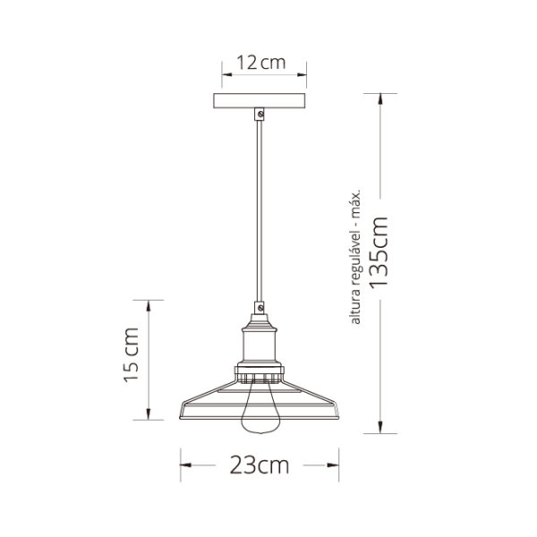 Suspensão PASCAL 1xE27 Alt.Reg.xD.23cm preto/cromado - Image 2