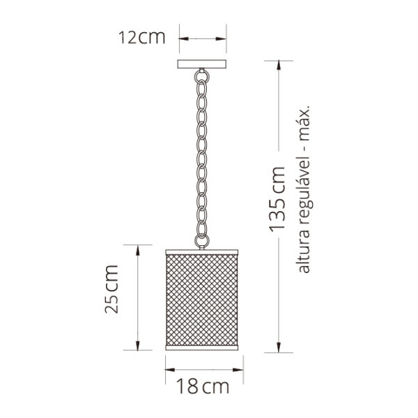 Suspensão DAVY 1xE27 Alt.Reg.xD.18cm preto/cromado - Image 2