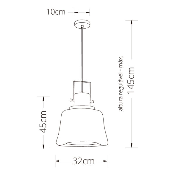 Suspensão LUMIERE 1xE27 Alt.Reg.xD.32cm preto - Image 2