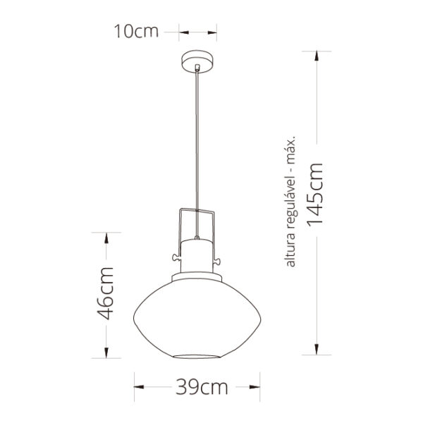 Suspensão LUMIERE 1xE27 Alt.Reg.xD.40cm preto - Image 2
