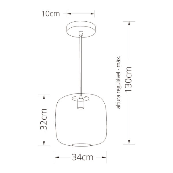 Suspensão LUMIERE 1xE27 Alt.Reg.xD.33cm preto - Image 2